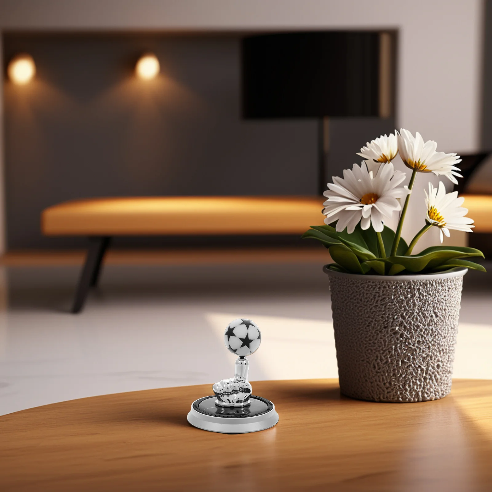 

Solar Powered Car Decoration Rotating Soccer Aromatherapy Ornament Dashboard Air Freshener Diffuser Car Interior Decoration