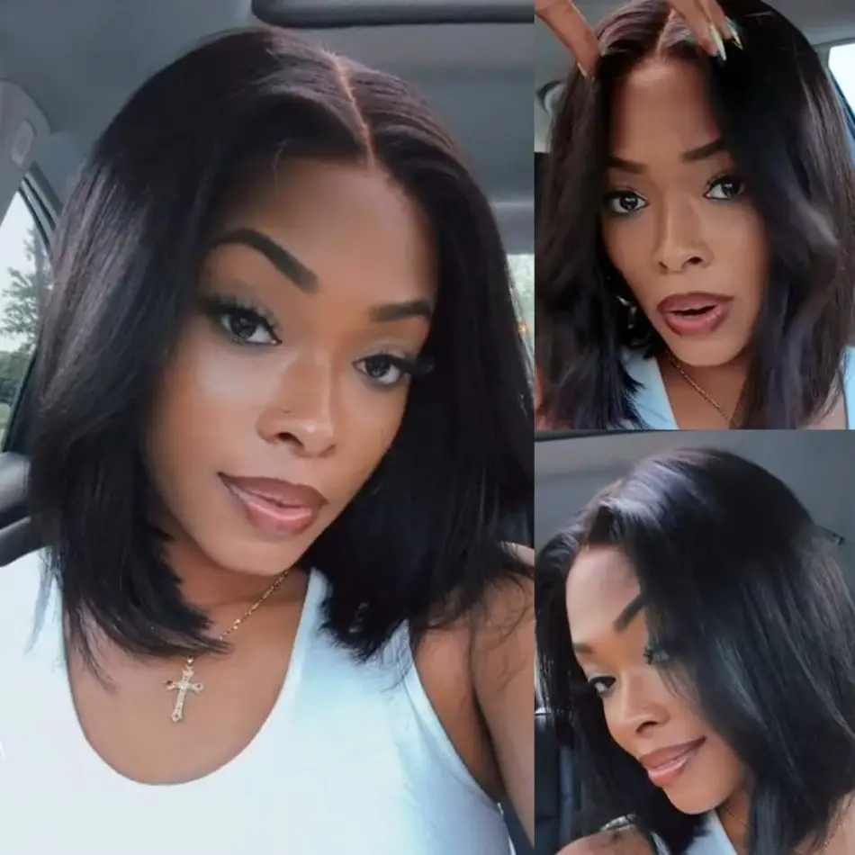 Blonde Highlight Layered Cut Bob 5x5 Lace Closure pruik, korte bob pruik van echt haar, gekleurd highlight ombre, stijlvol, voor zwarte vrouwen