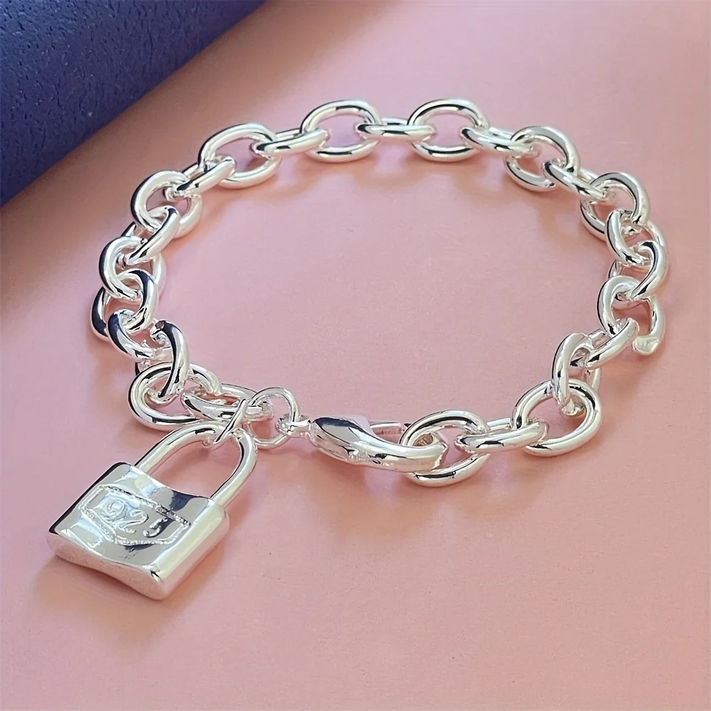 Lovely lock 925 sterling silver chain bracelets for women lady men Special offer lover wedding Engagement Jewelry party gifts