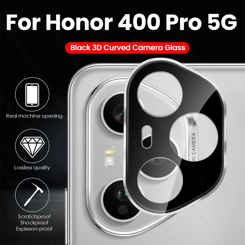 

Black 3D HD Tempered Glass Curved Camera Lens Protector For Honor 400 Honor400 Pro Lite Light 5G Honar Honer 400Pro Honor400Pro
