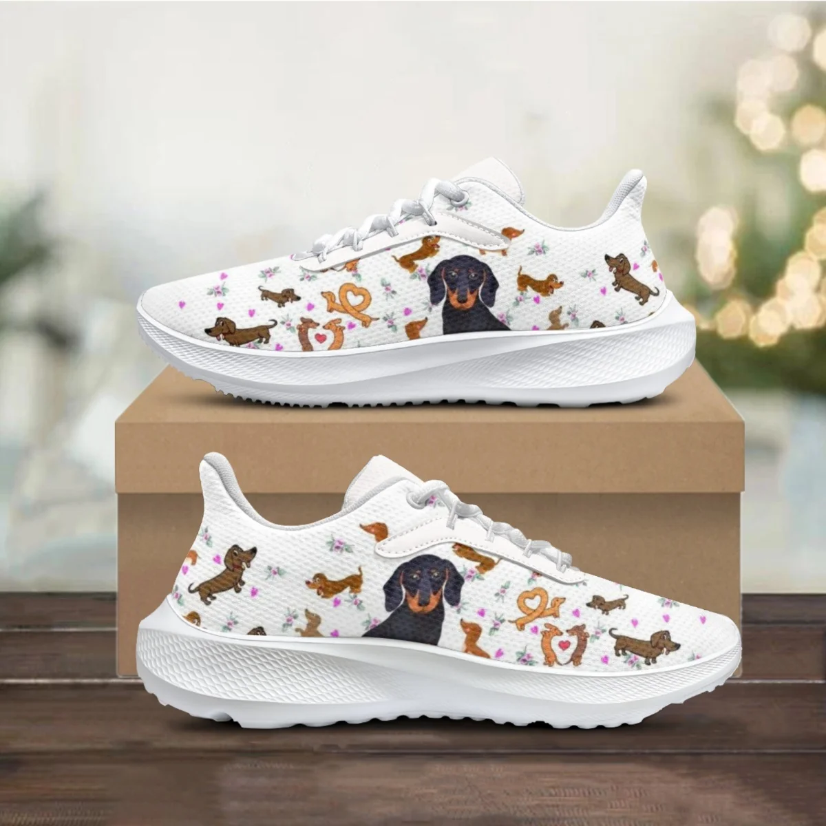 

Sneakers Female Cartoon Dachshund Designer Casual Comfortable Flat Shoes Lightweight Summer Autumn Fashion Trend Walking Shoes