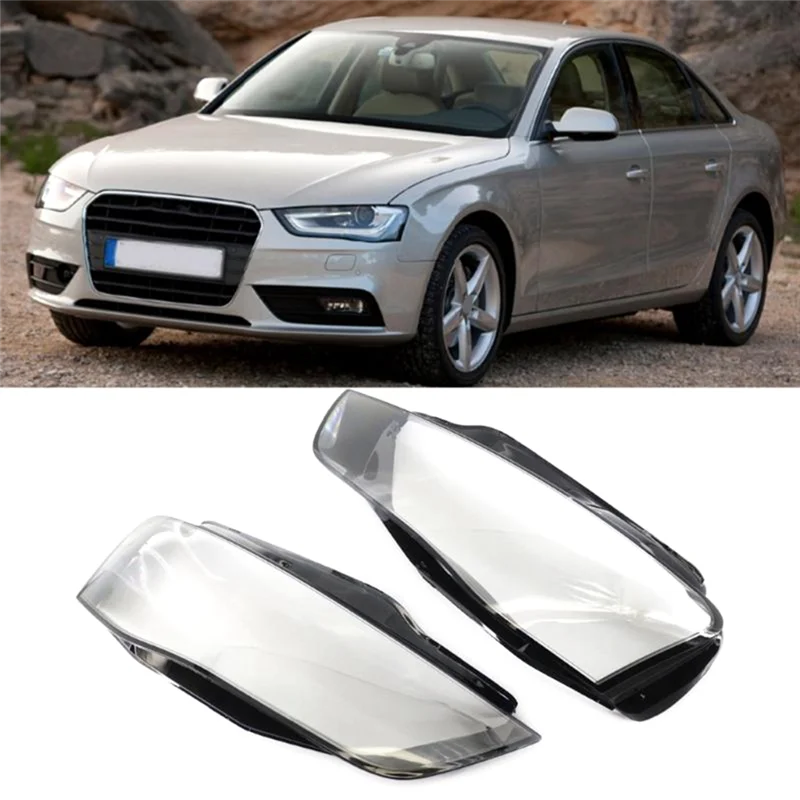 1Pair Headlight Cover Headlight Clear Lens Shell Lampshade Cover for Audi A4 B8 Facelift 2012-2016 8K0941043 8K0941044