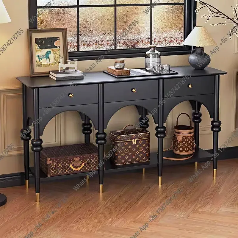 08 American Retro Solid Wood Porch Cabinet Entry Foyer Living Room Decorative Storage Cabinet Locker Can Be Customized X