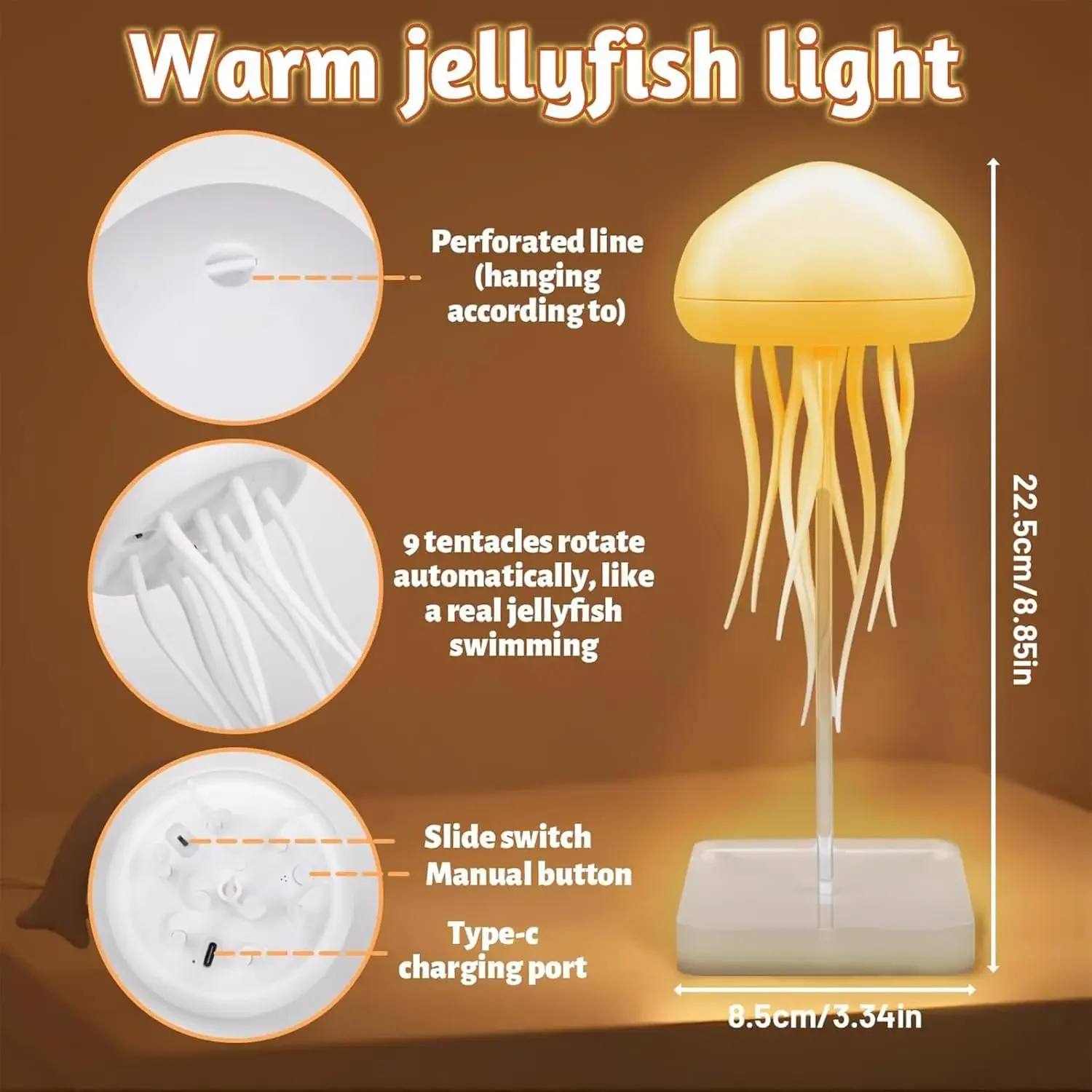 Modern Jellyfish Table Lamp USB Rechargeable Adjustable Color Changing LED Night Light Voice Control Dancing Legs Bedside Lamp
