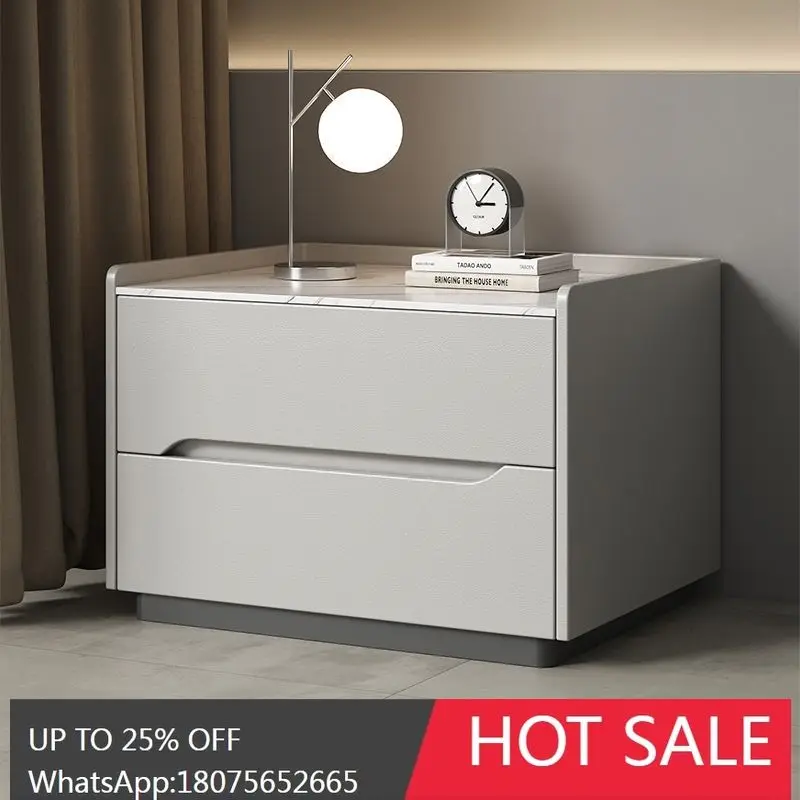 MJY Solid Wood Rock Slab Painted Bedside Table Simple Small Storage Cabinet