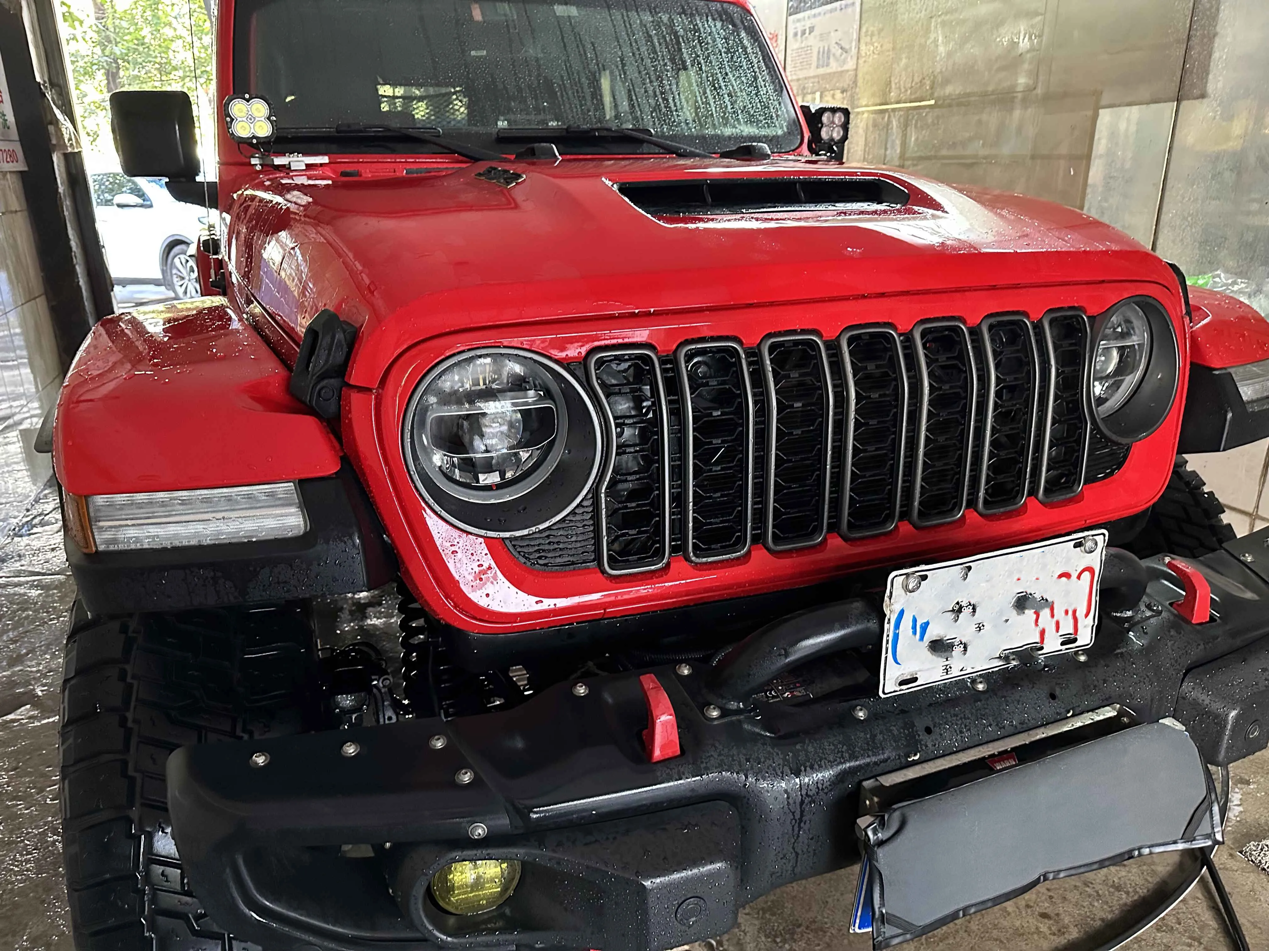 

1PC Front Grill Black ABS 2024 New Grille For Jeep for Wrangler JL Lantsun JL1300 Without Camera Hole