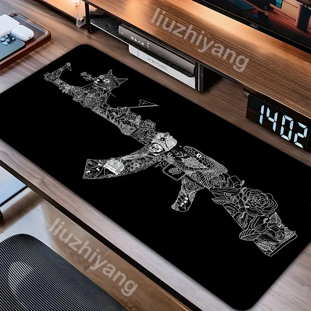 

Creative Black Mouse Pad Large Computer Office Game Table Mat XXL Rubber Anti-slip Stitched Edge PC Keyboard Mats Long Desk Pads