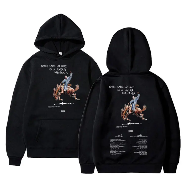 

Rapper Bad Bunny Nadie Sabe Lo Que Va A Pasar Mañana Music Album Hoodies Men Woman Hip Hop Fashion Oversized Long Sleeve Hoodie