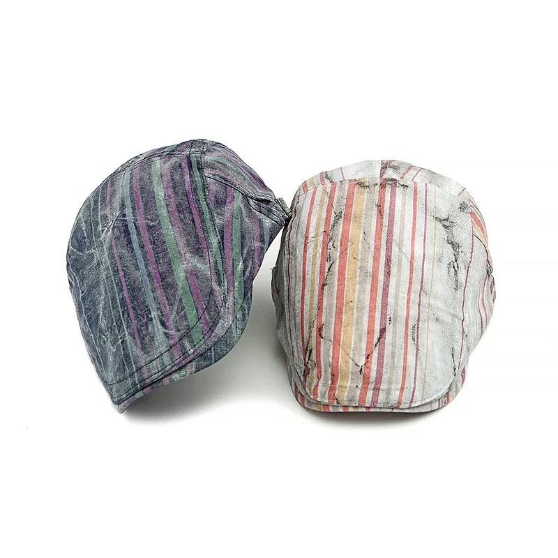 Berretto da uomo con design a righe Graffiti Primavera ed estate Abbigliamento da viaggio all'aperto Decorazione Cappello Cappello Hip Hop Retro Y2k Cappello in cotone per ragazze