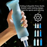 WRELS Soft Flask Folding Collapsible Water Bottle TPU BPA Free Outdoor Sport Running Cycling Hydration Portable Water Bottle
