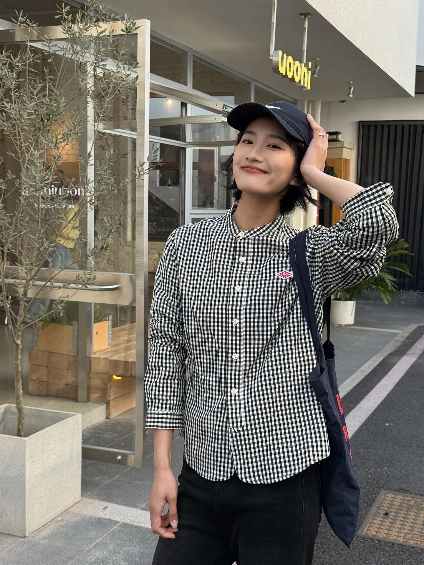 

Женская повседневная рубашка из чистого хлопка свободного кроя с клетчатым принтом, весна 2026, простой дизайн, длинный рукав, на пуговицах, кардиган-топ