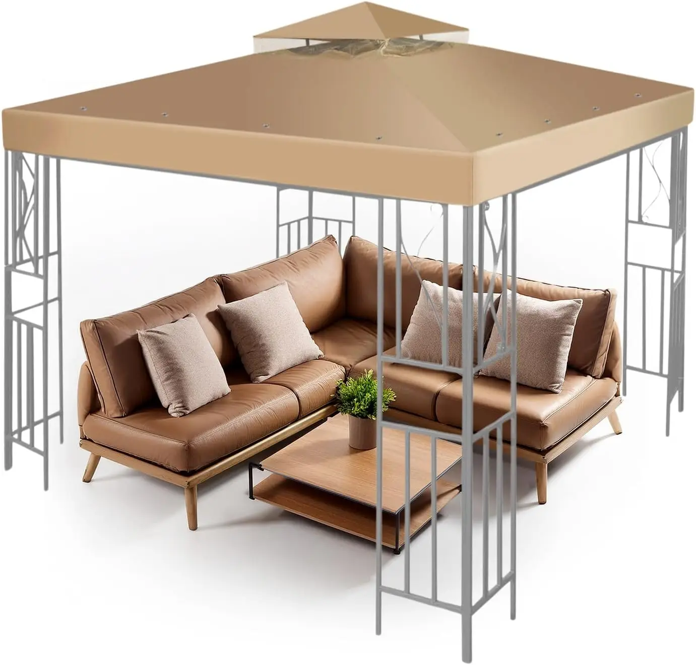 

10x10 Ft Gazebo Replacement Canopy Top with UV30+, Water and Dirt Resistant for Outdoor Sunshade in Beige