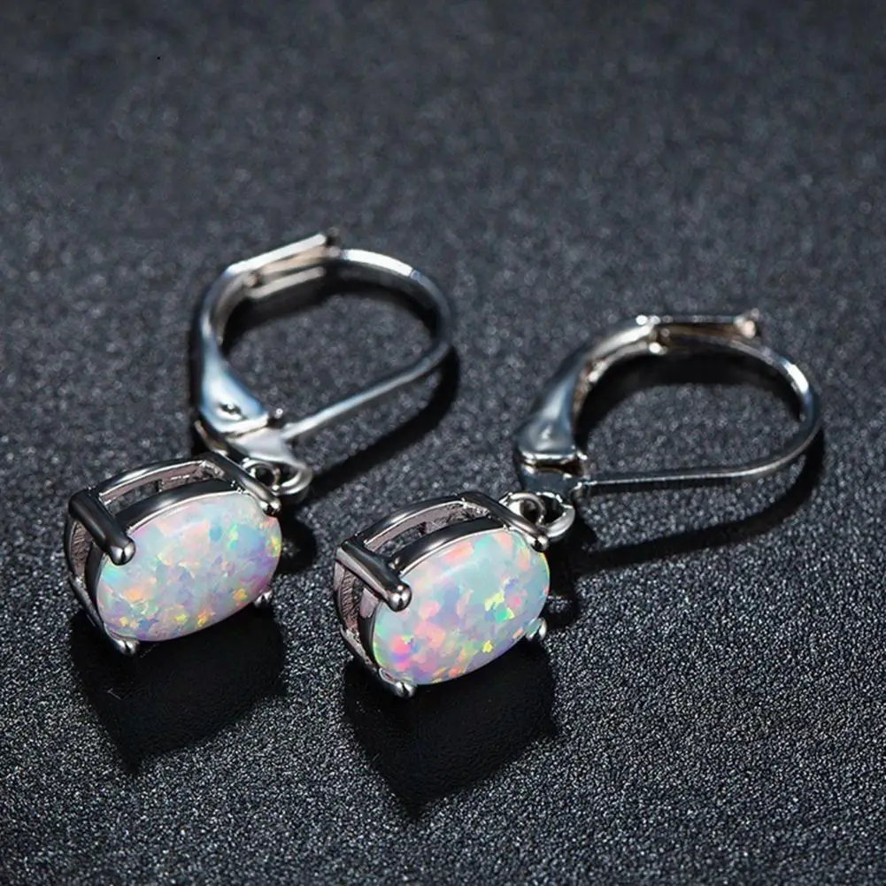 Date Night Earrings Women’s Leverback Earrings Set Oval Rhinestone Drop Earrings Polished Alloy Jewelry for Prom Dating