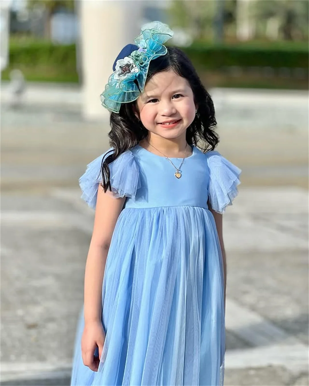 Sukienki dla dziewczynek na wesele, na przyjęcie, z tiulu, proste, warstwowe, z dzwonkowymi rękawami, w kształcie litery A, długie, na urodziny, spotkanie rodzinne, suknia wieczorowa.