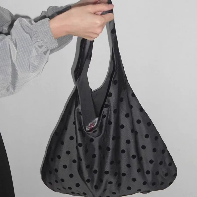 Kawaii سعة كبيرة البولكا نقطة حقيبة كتف الشارع Sle قماش حمل حقيبة عادية Ex الشباب Op حقيبة القرد لون نقي #1