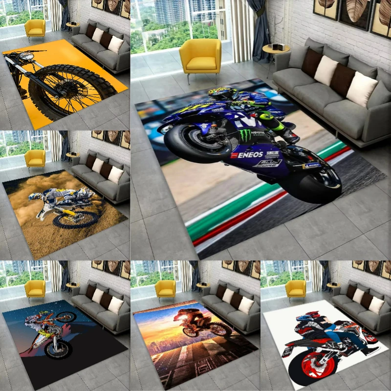 

3D Motorcycle Racing Carpet Rug for Living Room Bedroom Bedside Area Rugs Sofa Washable Carpets Home Decor Non-slip Floor Mat