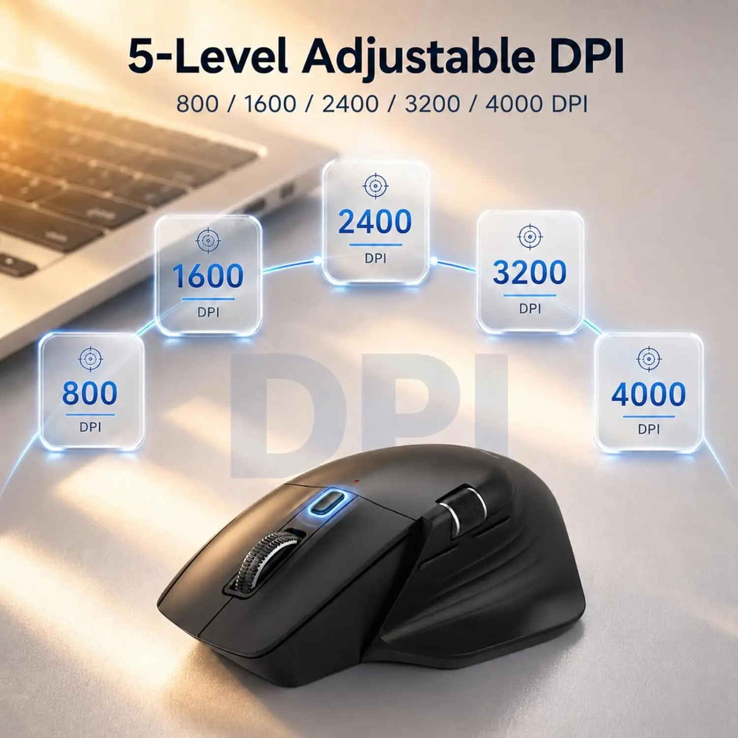 PHILIPS SPK7858 Ergonomic Wireless Mouse Side Scroll 4000DPI Dual Dongle Bluetooth 5.0 Silent Click Rechargeable for Laptop