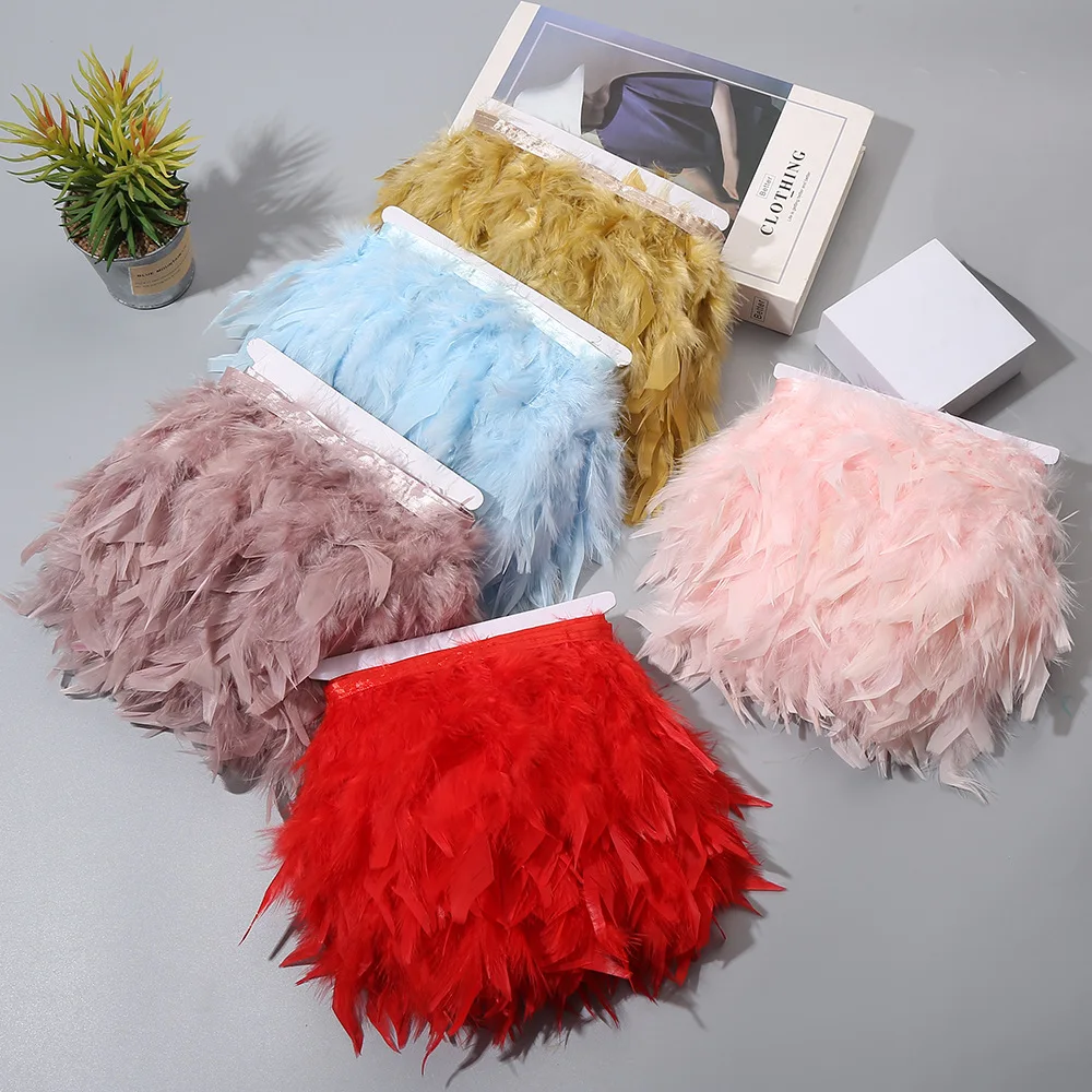 

Natural Turkey Feathers Trim DIY Wedding Marabou Feather Ribbon Crafts Sewing Clothing Party Plume Handmade Home Decor