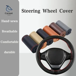 Universal Leather Car Steering Wheel Stitch On Wrap Cover Fit for 38cm 14 DIY Sewing Breathable and Anti Slip Black Grey Beige