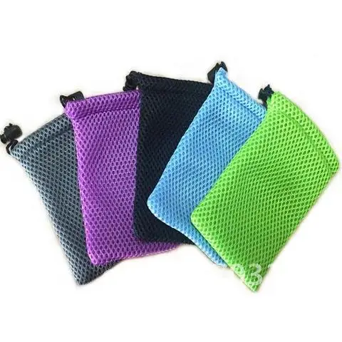 Mesh Nylon Drawstring Storage Pouch Bag 9x13cm Multi Purpose Travel & Outdoor Activity Pouch for Electronic Devices