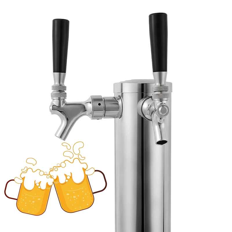 Kegerator Tower Dual Faucet Beer Tower Draft Beer Tap Dispenser For Bar Home Brewing