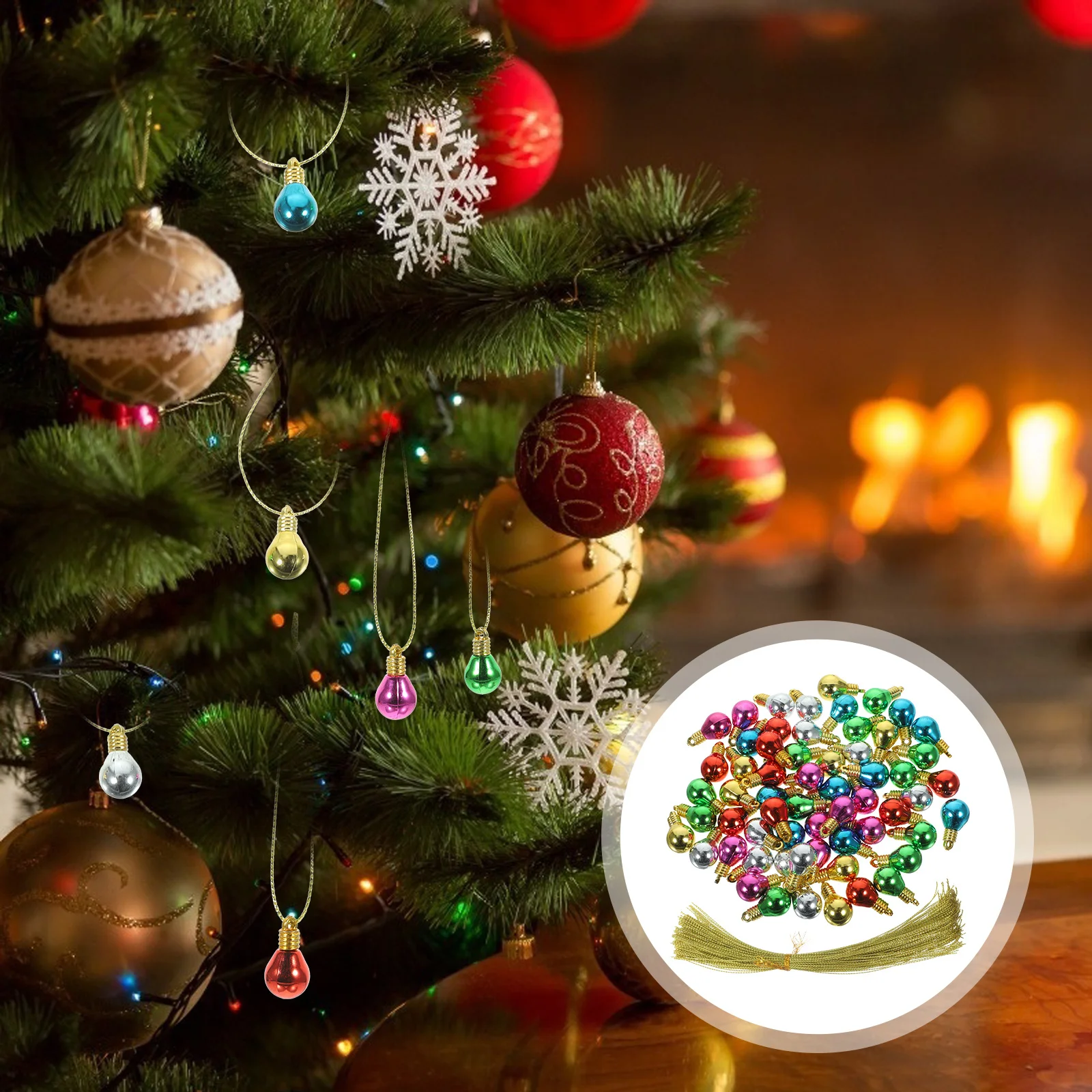 

1Set Bulb Shape Beads Fine Workmanship DIY Christmas Decorations for Porch Patio Garden Xmas Ornament Handmade Material