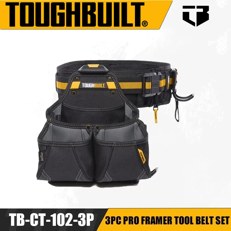 

TOUGHBUILT 3pc Pro Framer Tool Belt Set Waist Pack Belt Hammer Hanging Power Tool Accessories Makita TB-CT-102-3P