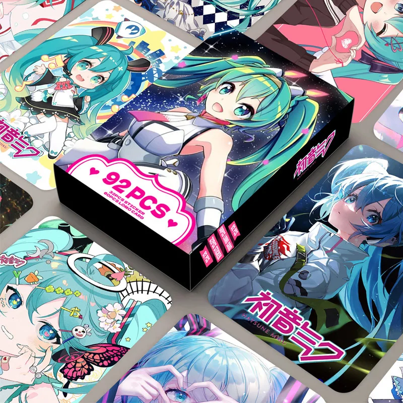 92Pcs/Set Anime Hatsune Miku Lomo Card Kawaii Photocard HD Print Cartoon Photo Card Game Fans Collection Toy Kids Birthday Gift