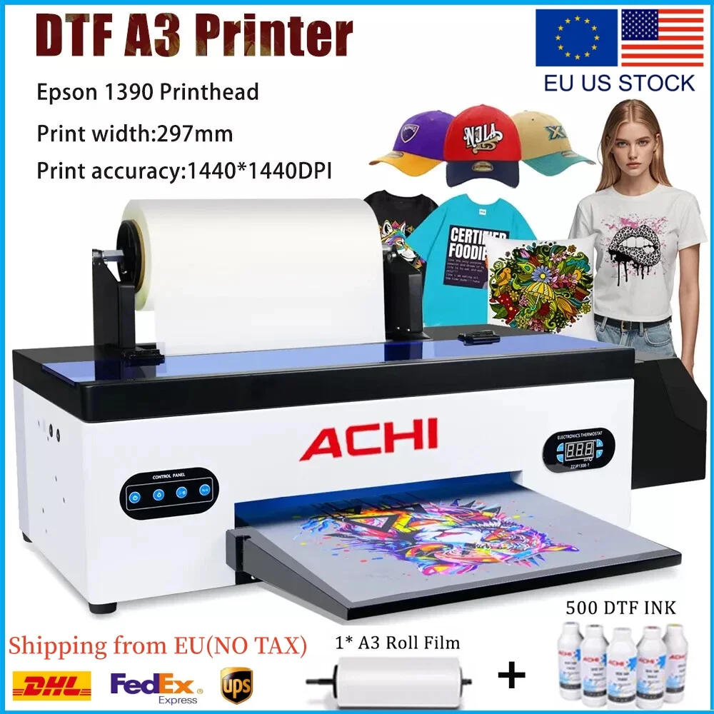 

Принтер ACHI A3 DTF и чернила DTF, высокая точность печати, принтер R1390 DTF с печатью Rollflim для печати на тканевой одежде