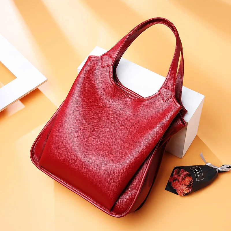 Donna-in Genuine Leather Women Handbag Fashion Tote Bag Shoulder Underarm Bag Large Capacity Leather Summer Autumn New 2023