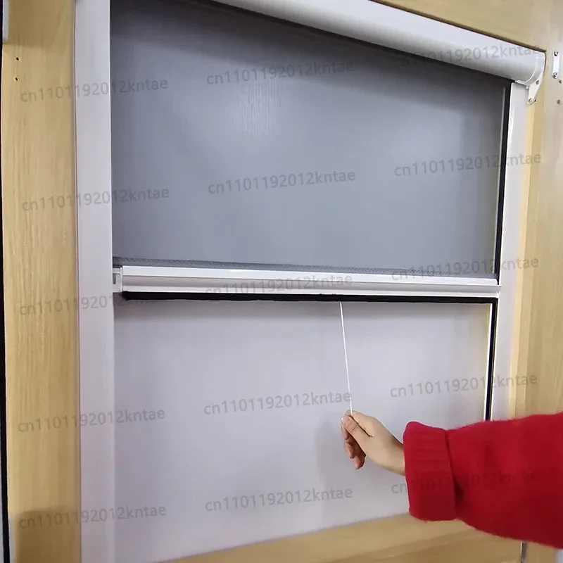 Anti-mosquito invisible screen window aluminum alloy reel telescopic upper and lower plastic steel broken bridge aluminum