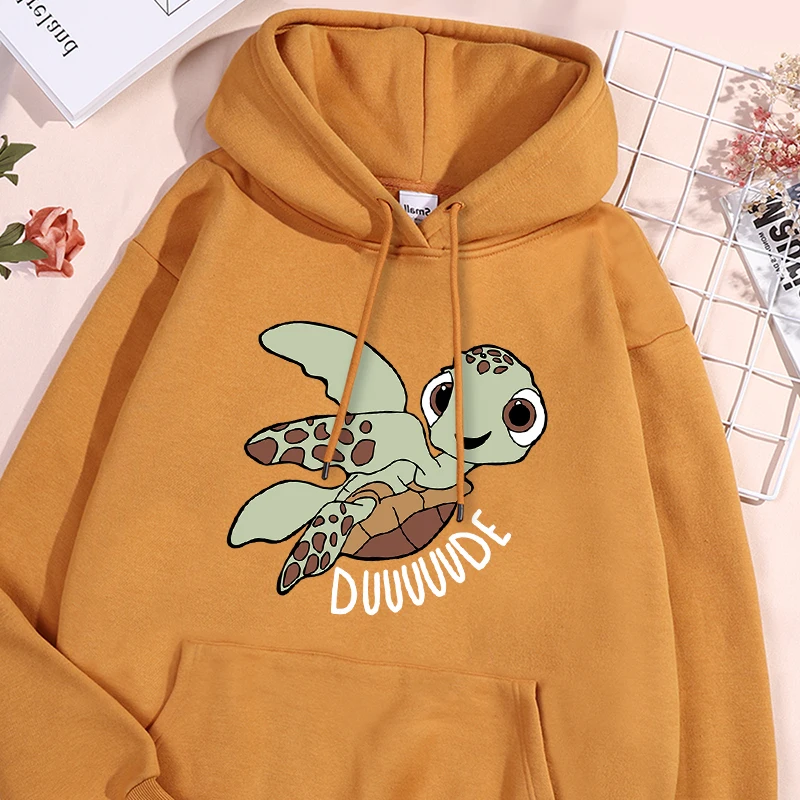 Turtle Duuuude Printing Man Hoodie Autumn Fleece Versatile Hoodie Casual Warm Comfortable Hoody Oversized Round Neck Sportswear