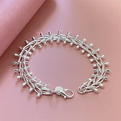 Pulsera de plata de ley 925 para mujer, cadena de patrón redondo Retro, joyería de tendencia, regalos de compromiso de boda de alta calidad