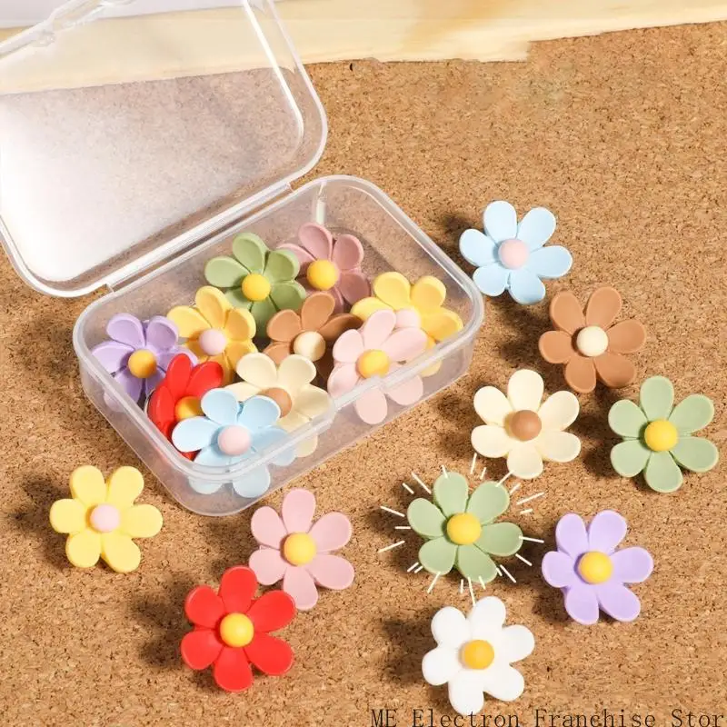 T5ea 20/30pcs زهرة الدفع دبابيس تزيين thumbtacks