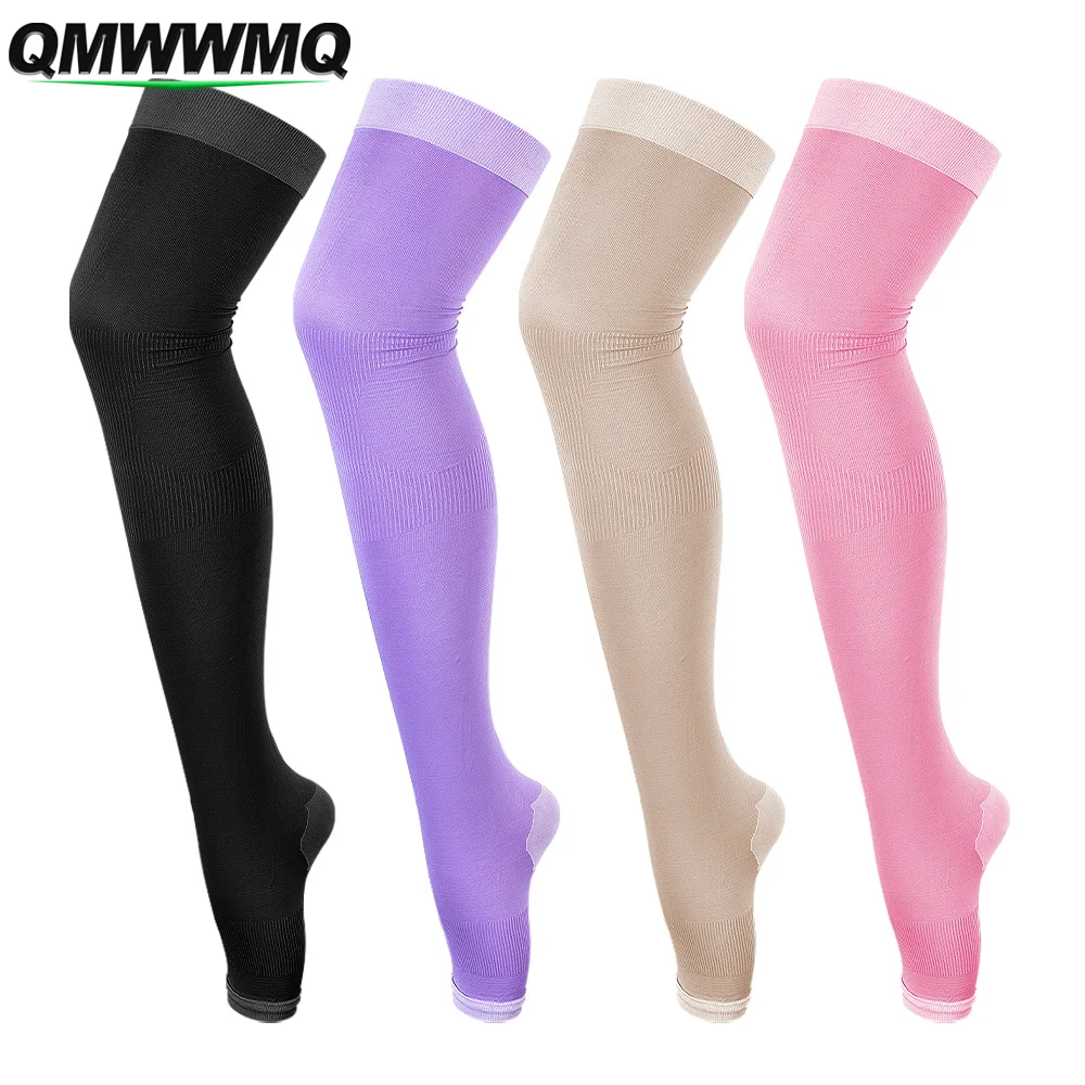 1Pair Women's Compression Thigh High Stockings, Sheer Leggings with Elastic Toe Footie Socks, Comfortable & Secure Fit