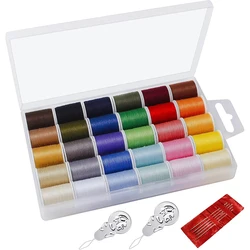 Polyester Sewing Thread Set 30 Colors 50 Yards Per Thread Spool 5 Large Eye Needles 2 Needle Threader For DIY Hand Sewing Tool