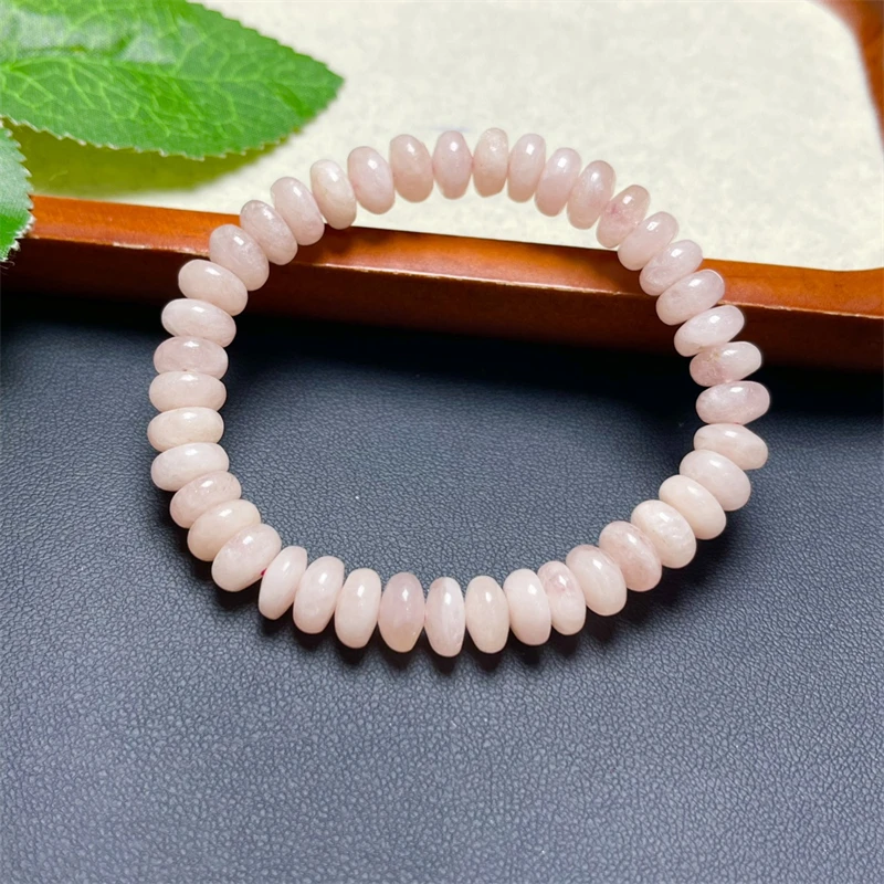 Natural Pink Morganite Bracelet Charms Handmade Fortune Energy Bangle Mineral Woman Amulet Jewelry Gift 1PCS 8X14MM