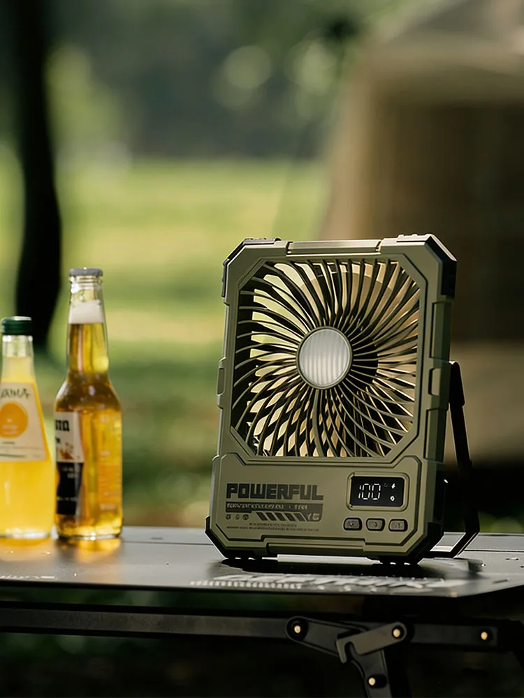 Schreibtischventilator, 20000 mAh, tragbarer Campingventilator, wiederaufladbar, kabellos, Zelt-Deckenventilator, 100 Geschwindigkeiten, LED-Beleuchtung, Timer, Mini-Wandventilator