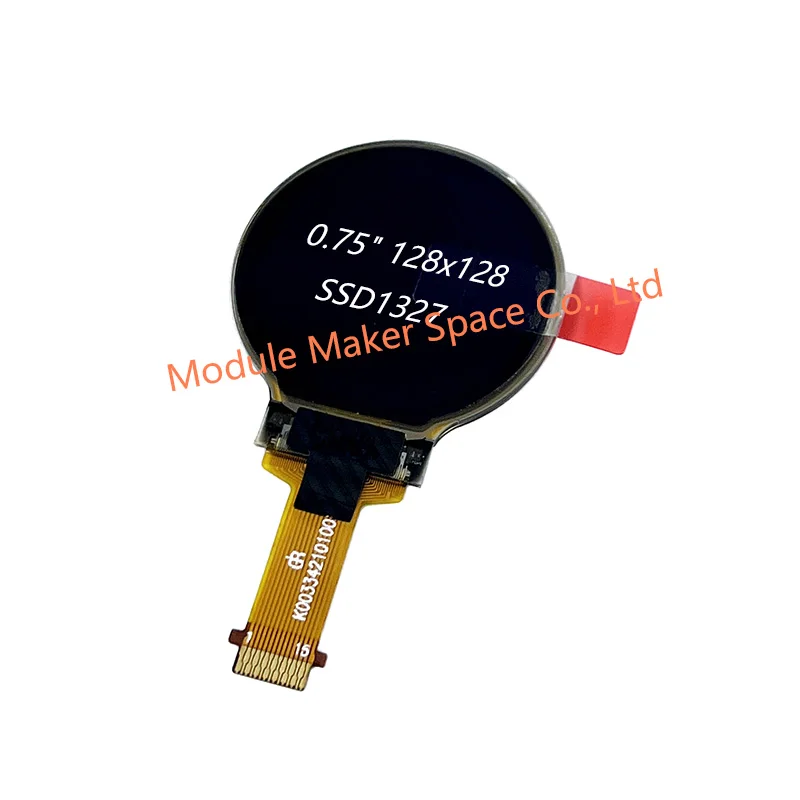 0.75-inch Round OLED Display Module, 128x128 White, SSD1327 Controller, SPI/I2C Interface