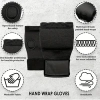 Mma Half Finger Gel Boxing Glove Sanda Muay Thai Training Hand Wrap Inner Glove With Long Wrist Strap Boxing Training Accessorie 5