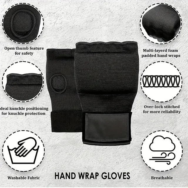 Mma Half Finger Gel Boxing Glove Sanda Muay Thai Training Hand Wrap Inner Glove With Long Wrist Strap Boxing Training Accessorie 5