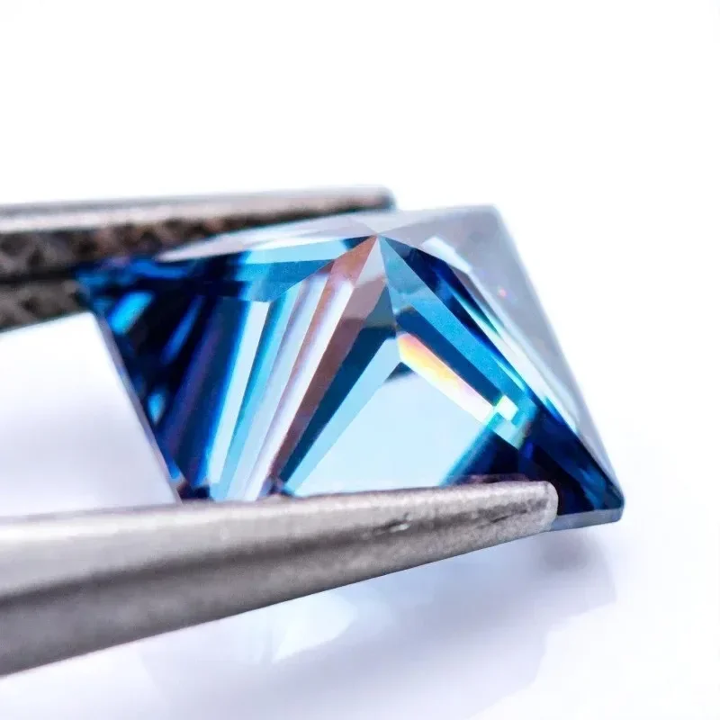 

L-Moissanite Stone Sapphire Blue Color Princess Cut Gemstone For Jewelry Making Material Lab Grown Advanced With Certificate