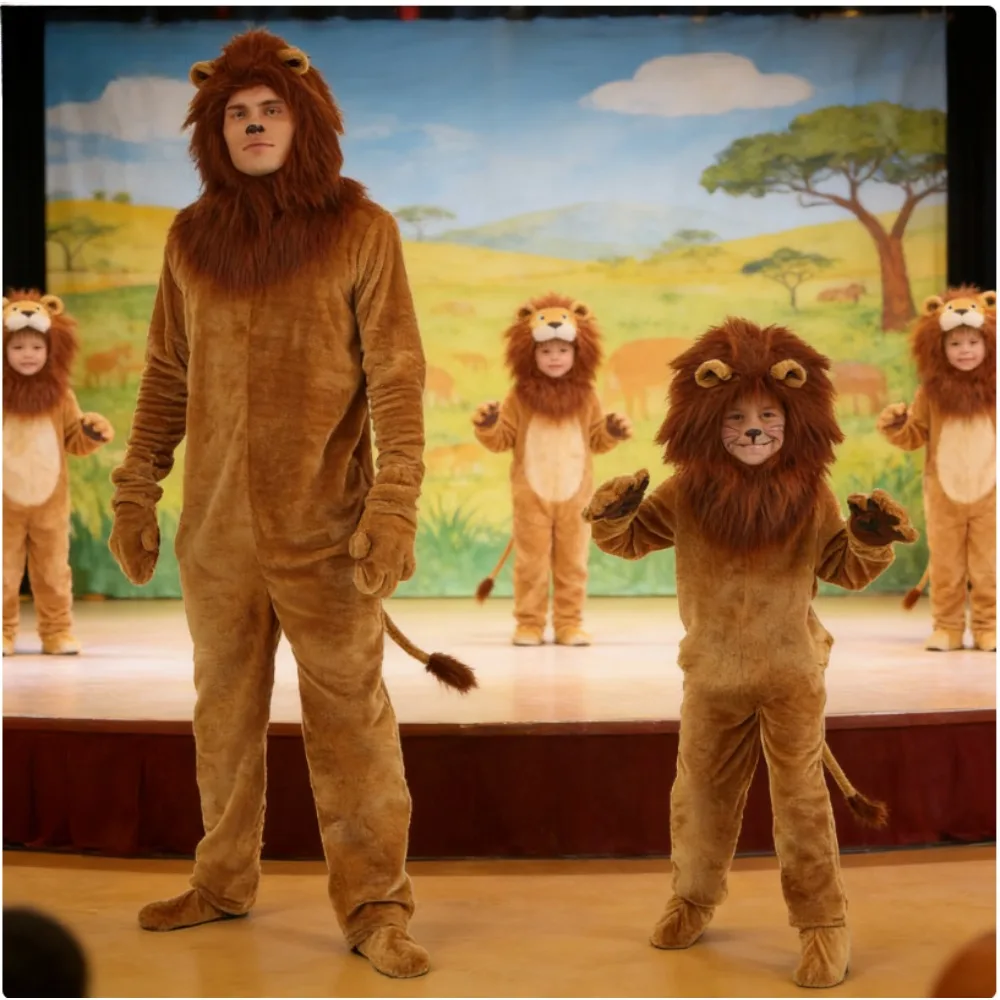 Jungle Lion Costume for Stage Performance Cosplay Enchanted Forest Theme Polyester