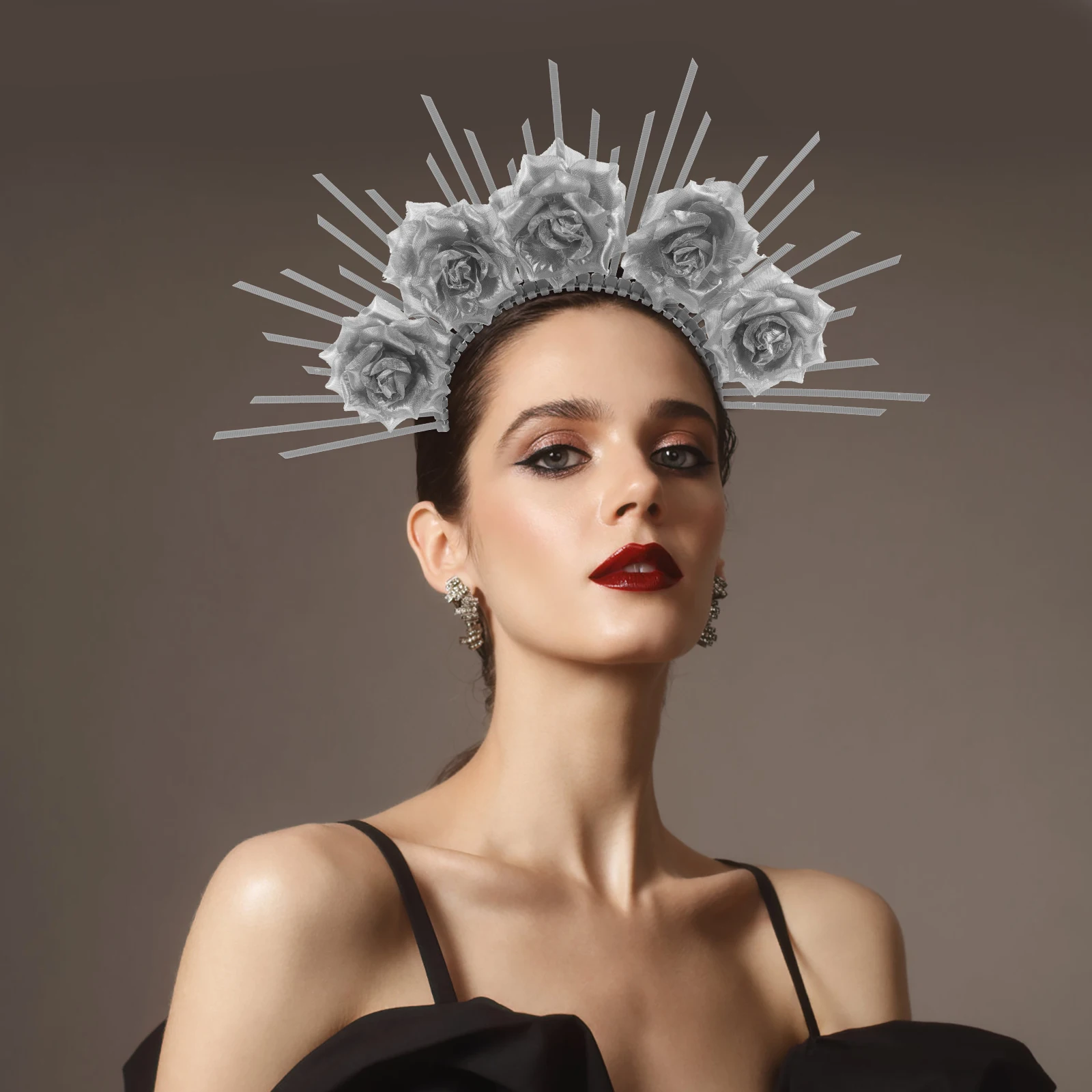 

Goddess Headb Golden Flower Crown Hair Clip Decorative Cosplay Headpiece Wedding Party Banquet Accessories