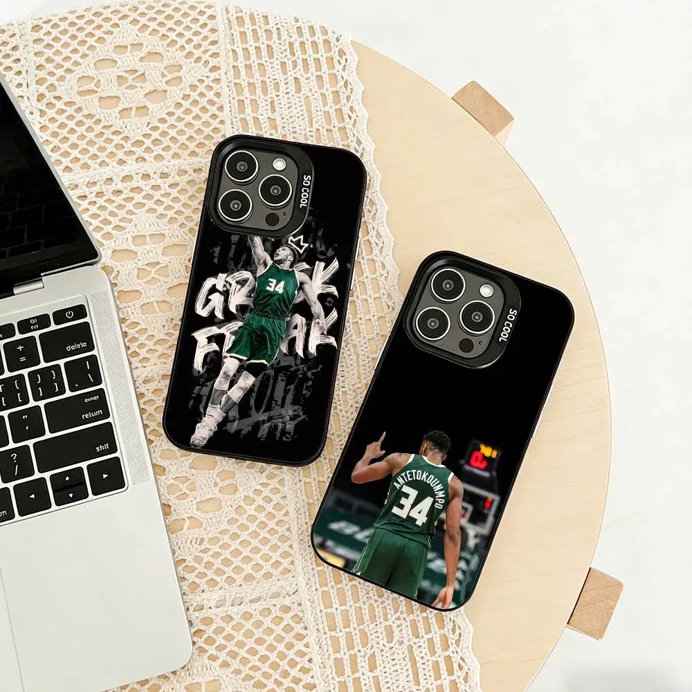 

Giannis Antetokounmpo 34 Phone Case For iPhone 17,16,15,14,13,12,11 Plus,Pro Max,XS,Colored silver phone case