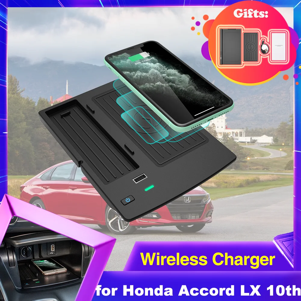 

Car Wireles Charging Pad for Honda Accord LX 10th Gen CV1 CV2 CV3 2017~2022 2018 Phone Fast Charger Plate Panel Station Xiaomi