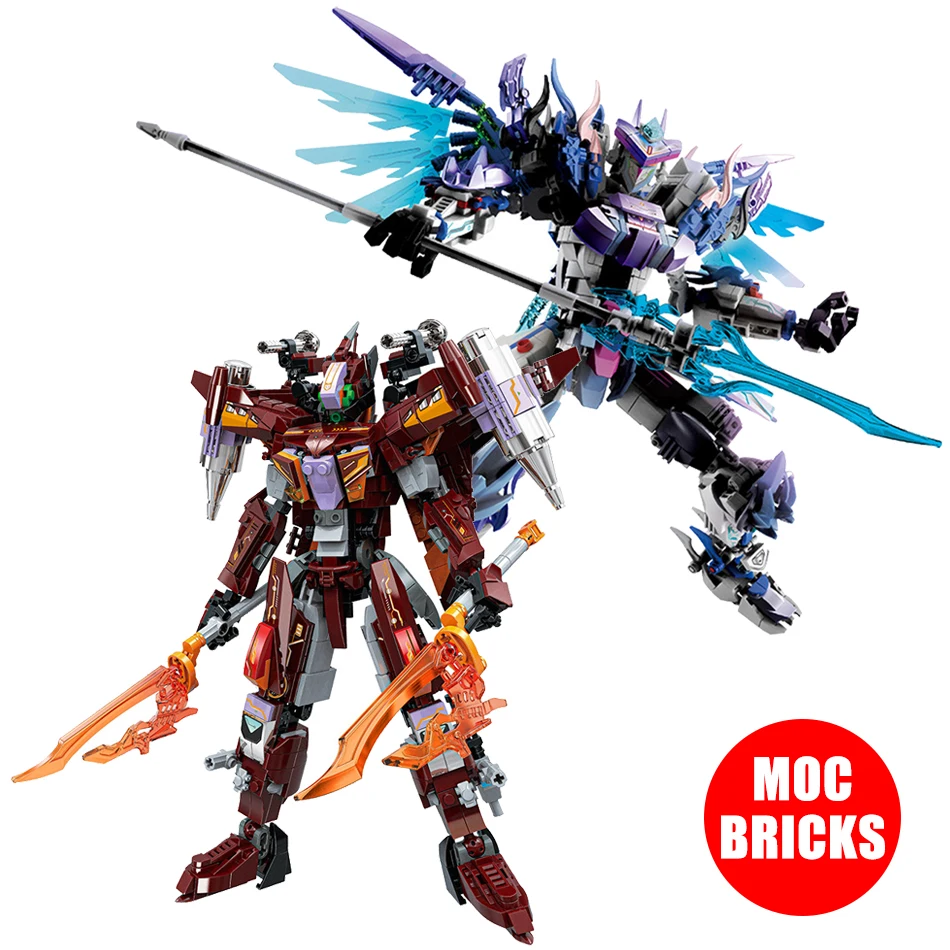 MOC Mechanical Armor Robot Phoenix Fighter Aircraft Model Building Blocks Assembly Mecha Figures Bricks Toys Kids Christmas Gift