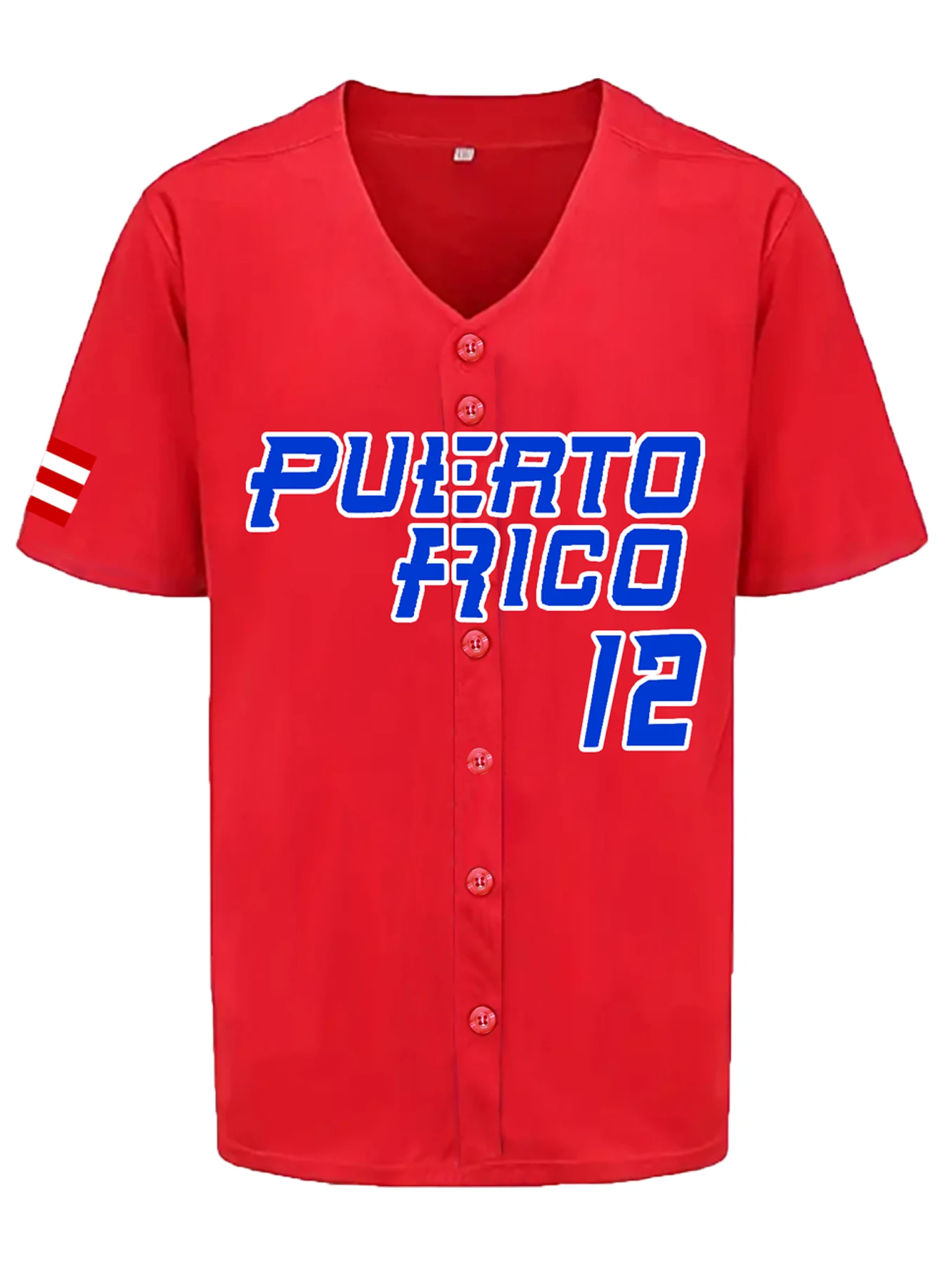 Maglia da baseball da uomo di Porto Rico # 12 uniformi sportive ricamate da cucito, abiti sportivi casual, camicie a maniche corte con bottoni