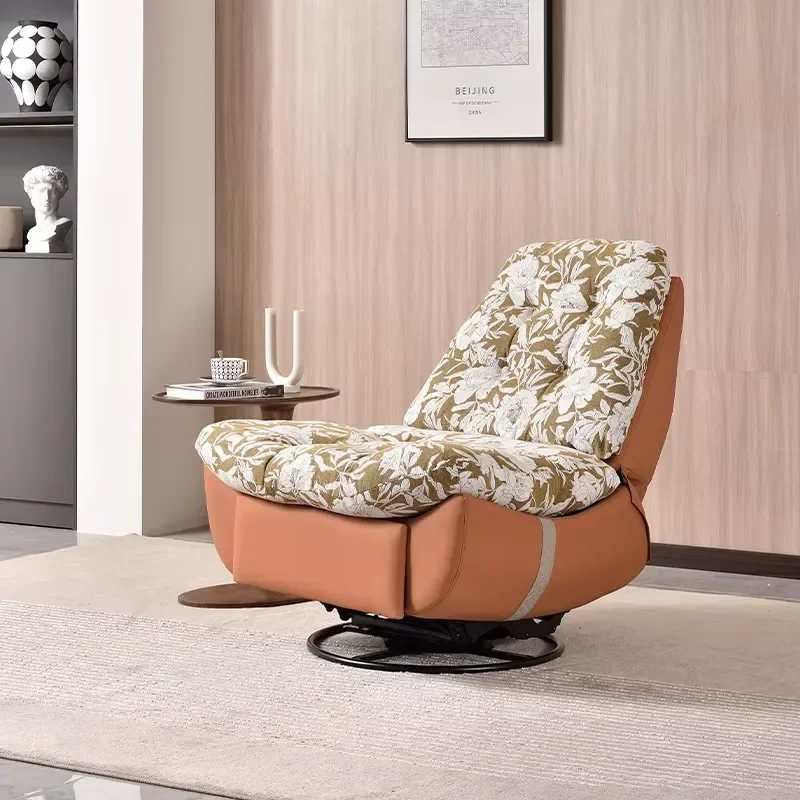 High End Fabric Single Sofa Recliner for Living Room Leather Sofa Soft Multifunctional Lazy Rocking Recliner Lounge Chair