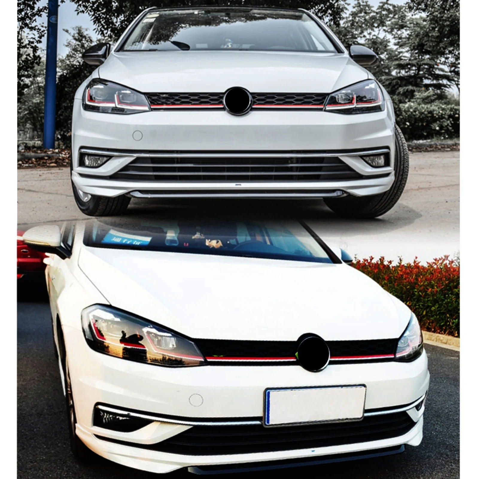 Car Front Bumper Centre Grille For Volkswagen VW MK7.5 2017 2018 2019 2020 Honeycomb Upper Grille Front Racing Grills sporty